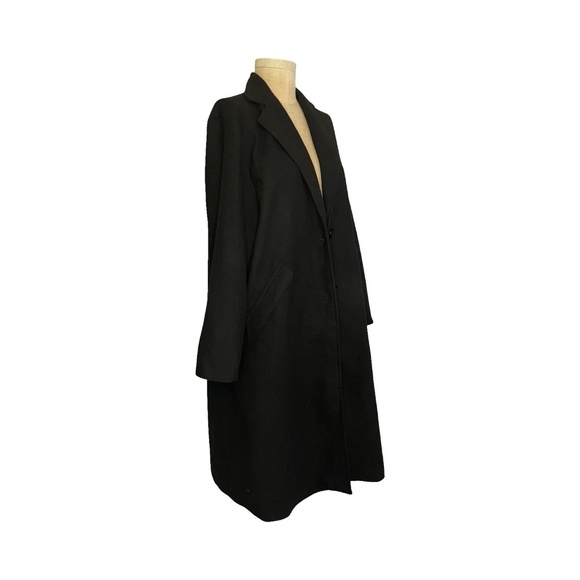H&M Coat Womens L Black Overcoat Long Collared Business Winter Dress Coat - Picture 4 of 4